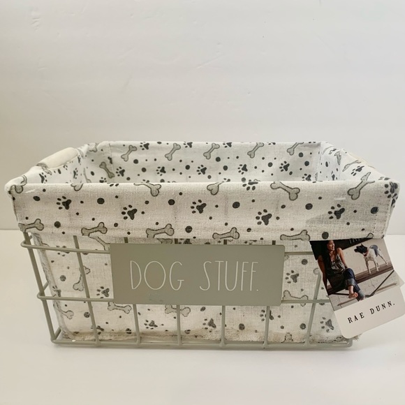 Rae Dunn Other - Rae Dunn DOG STUFF Gray Metal Basket w/ Liner